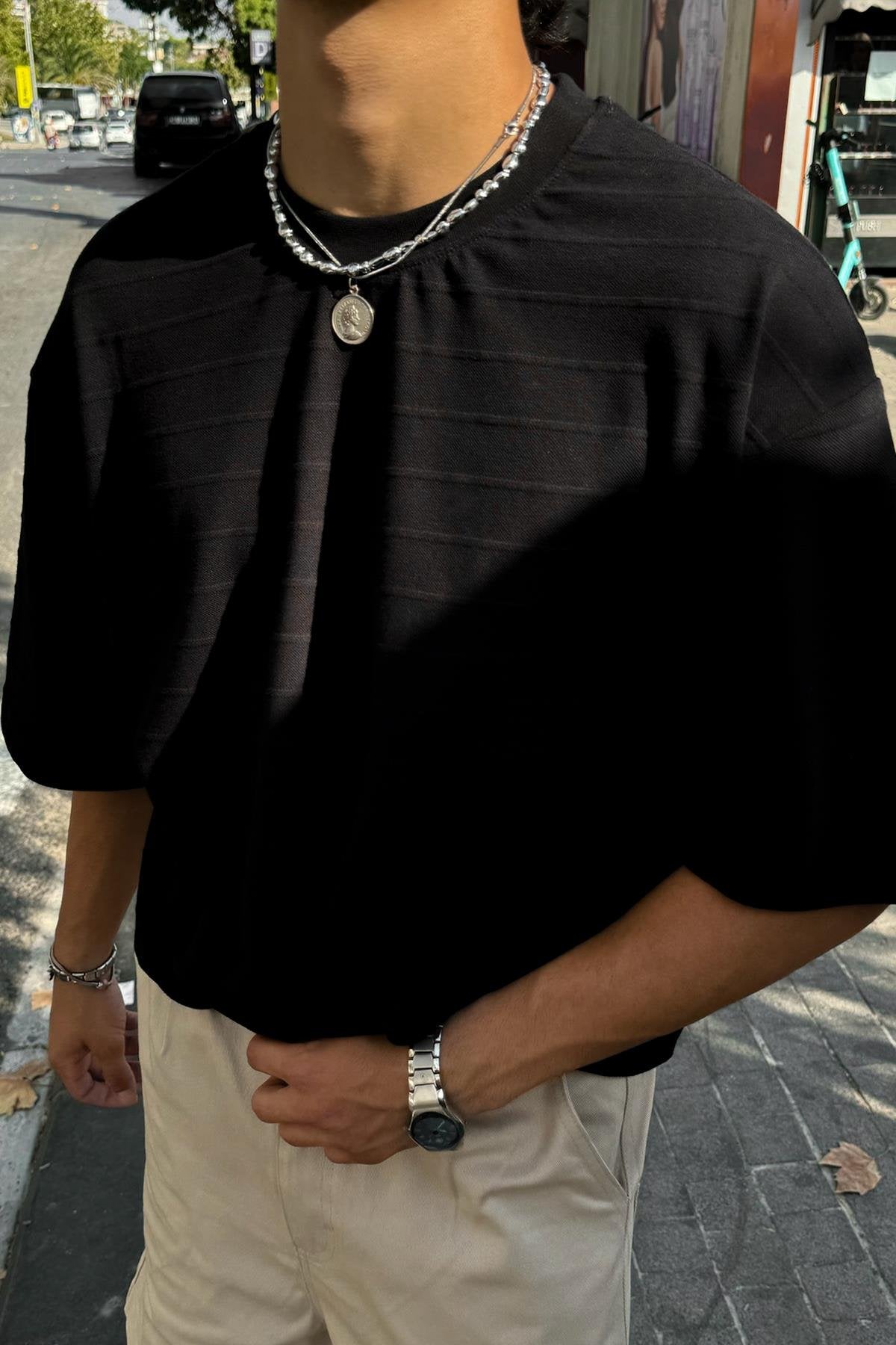 Striped Black Oversize T-Shirt