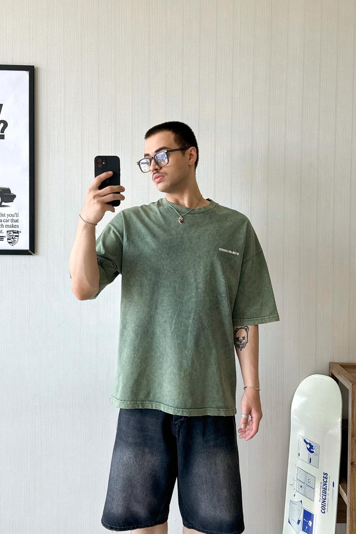 Essence Acid Wash Printed Oversized T-shirt