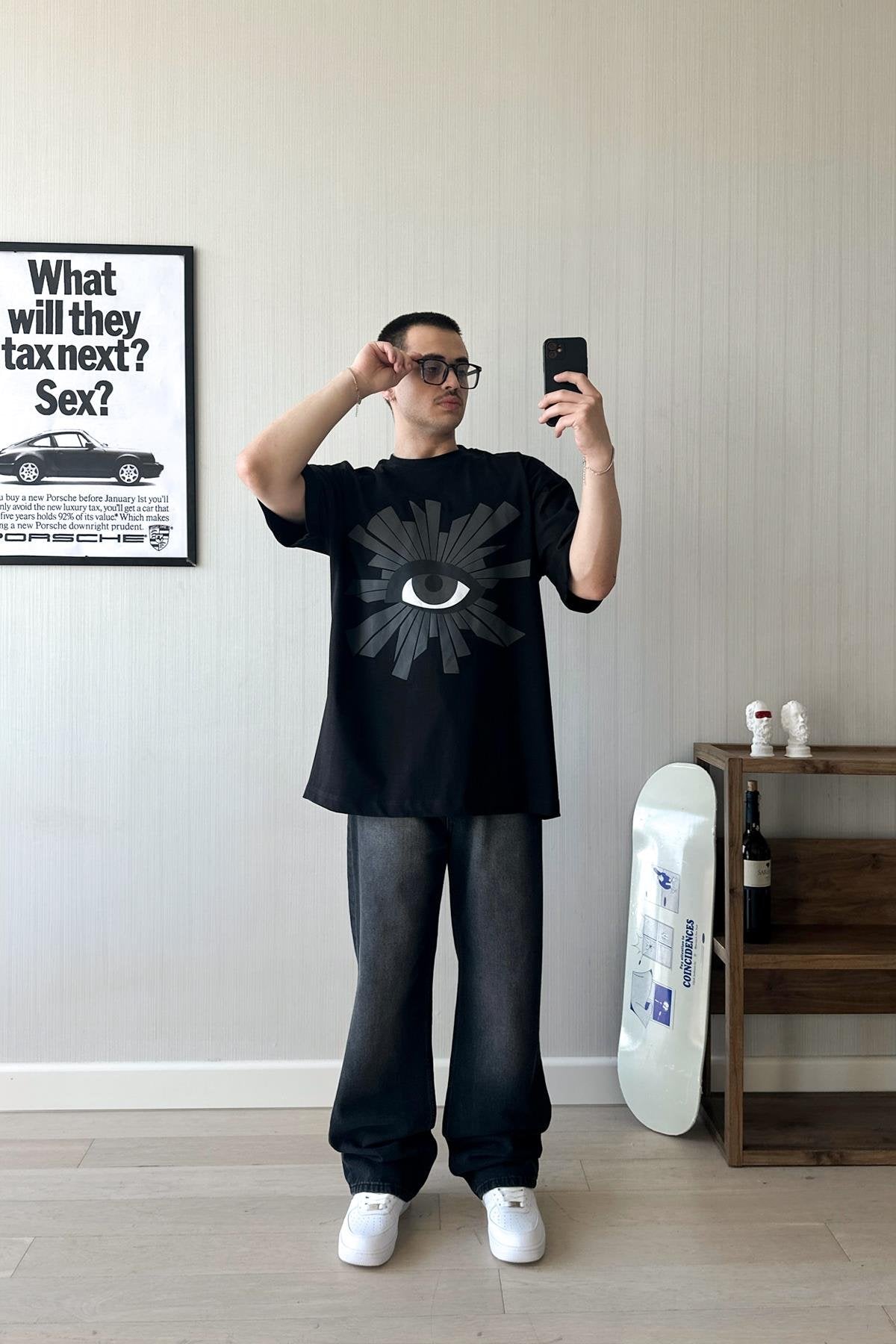 Eye Printed White Oversize T-Shirt