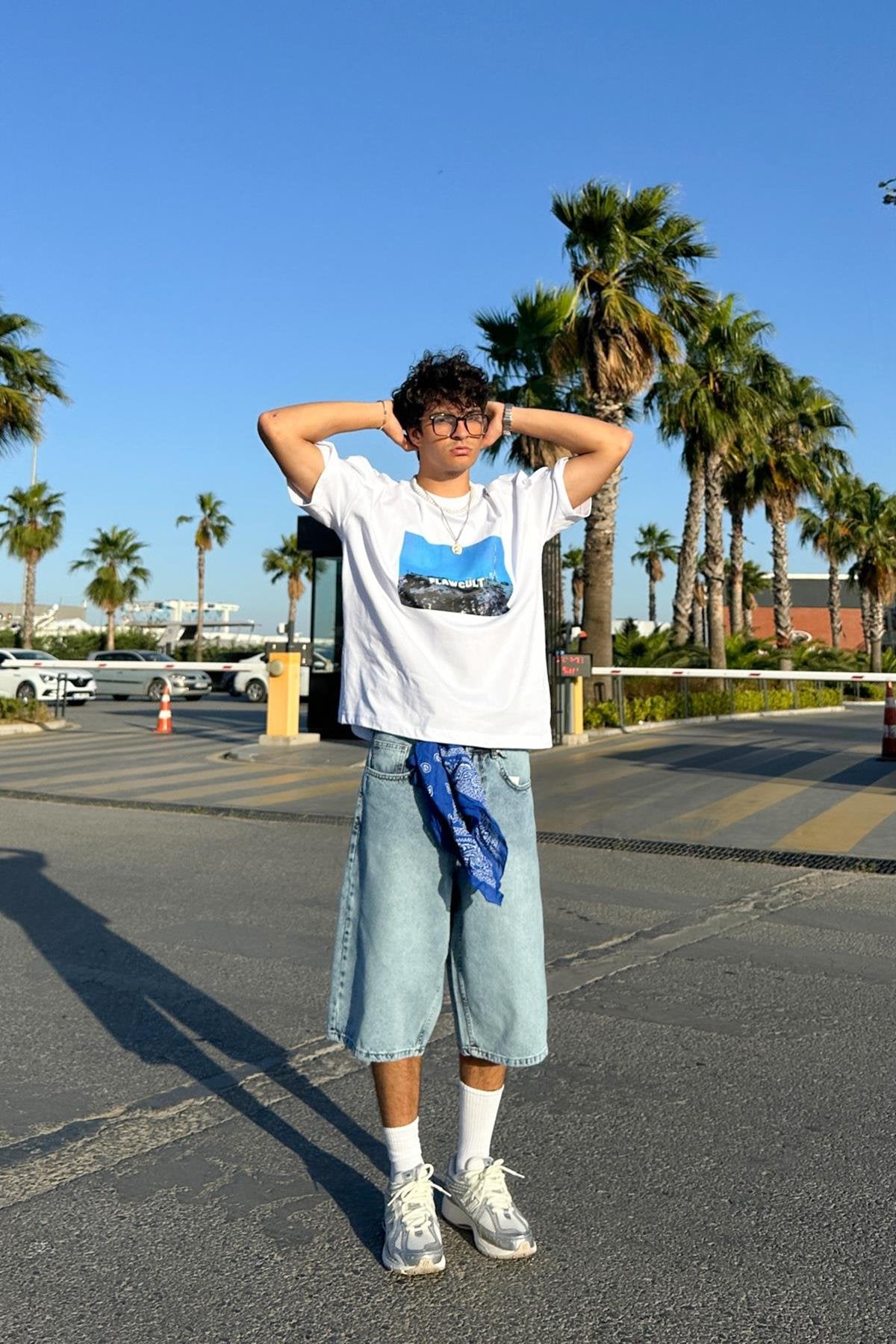 Flaw in Hollywood Printed White Oversize T-Shirt