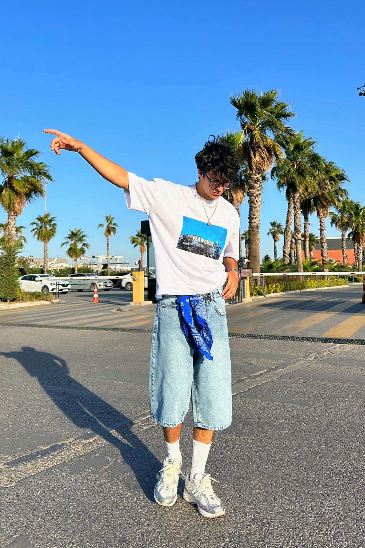 Flaw in Hollywood Printed White Oversize T-Shirt