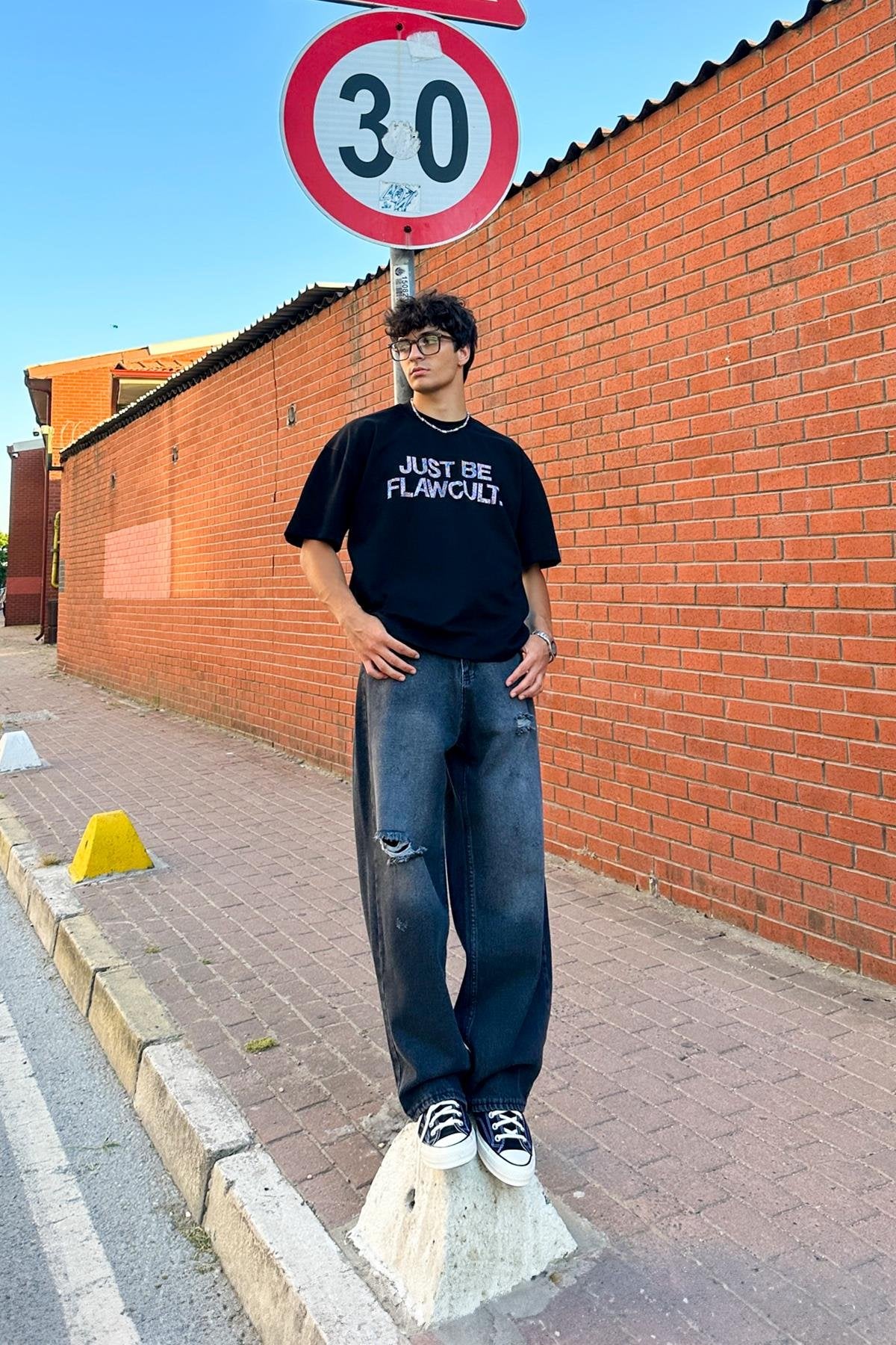 Just Be Stone Embroidered Oversize T-Shirt