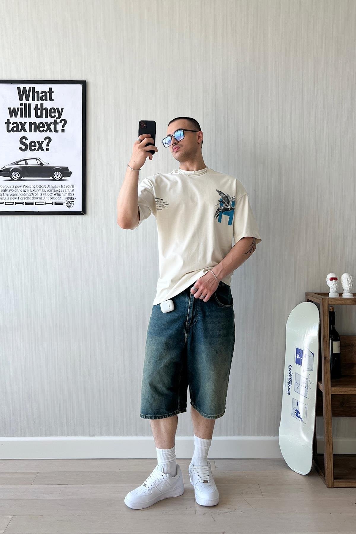 Kentaur Printed Beige Oversize T-shirt