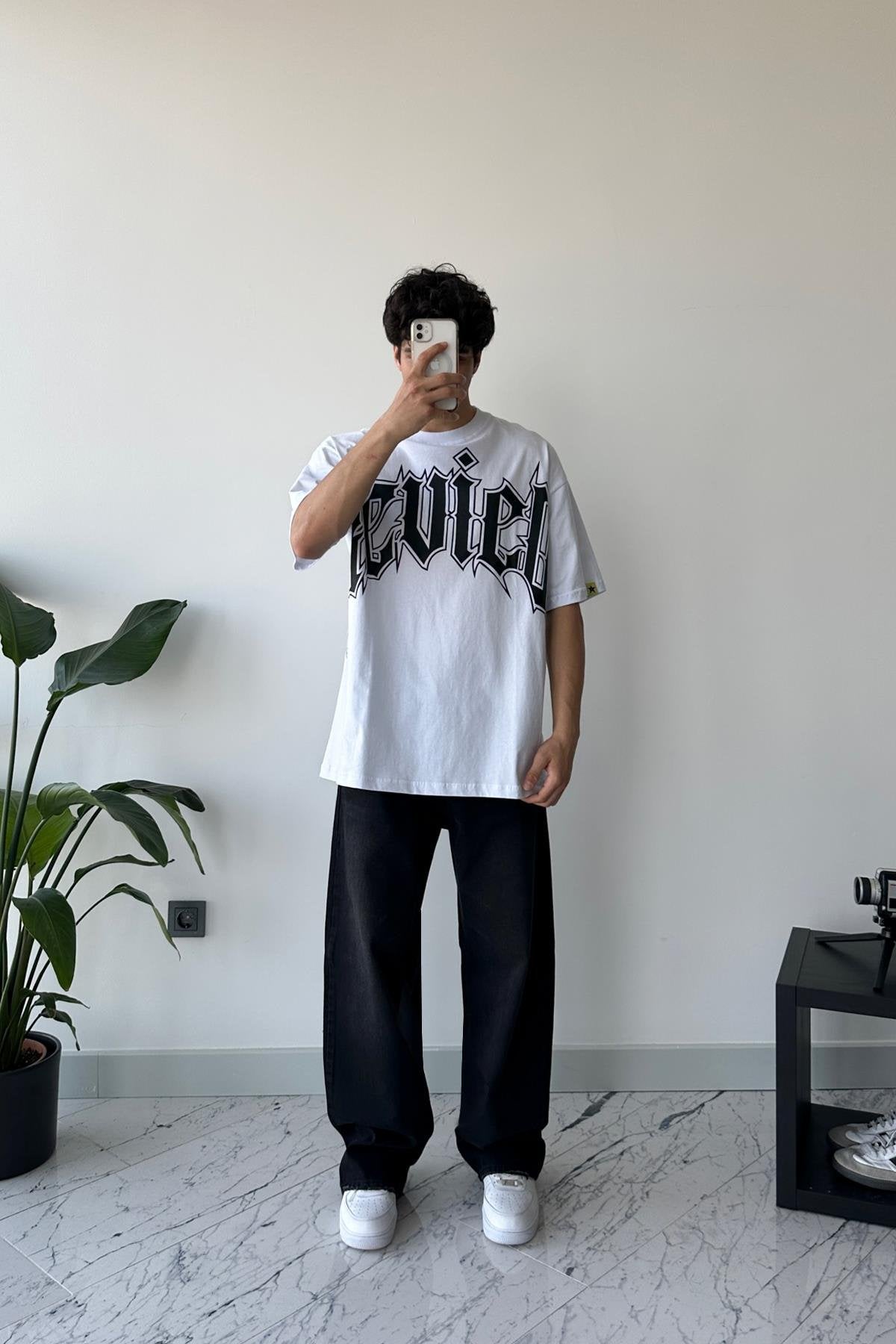 Front Printed White Oversize T-Shirt