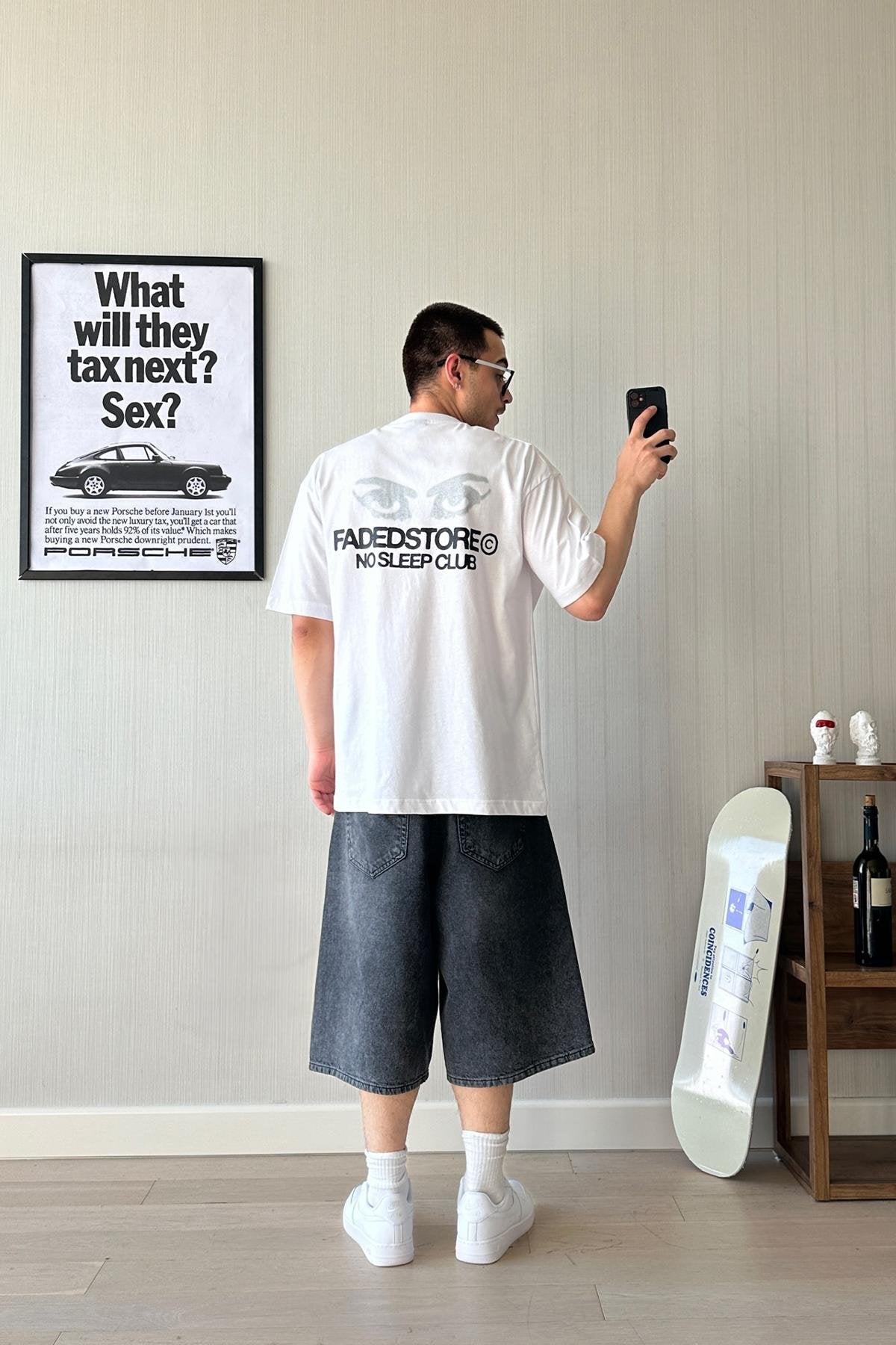 Sleepless Printed White Oversize T-shirt