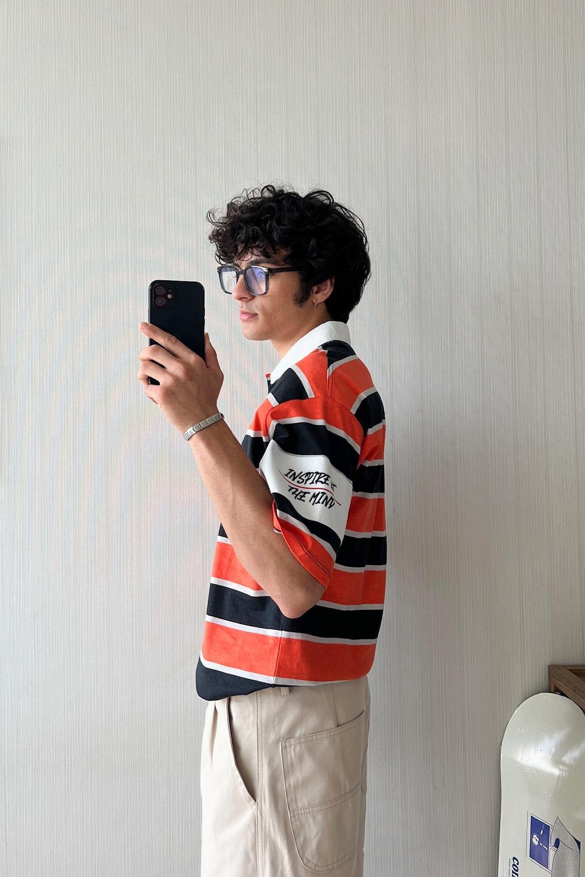 Triple Color Polo Neck Oversize T-Shirt