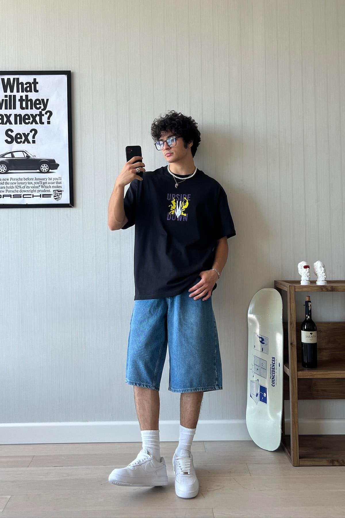 Upside Down Printed Oversized T-Shirt