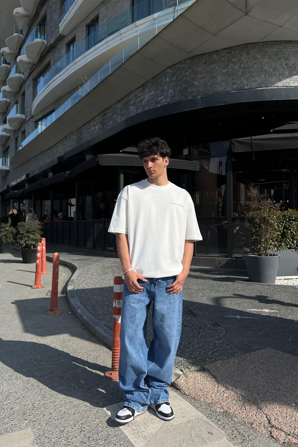 Vintage Printed Ecru Oversized T-Shirt