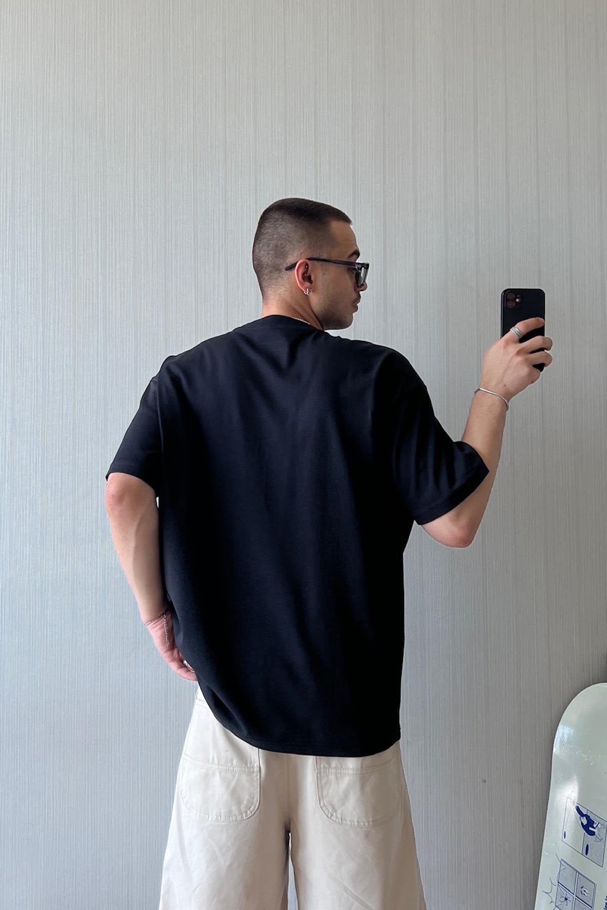 When U Call Printed Black Oversized T-Shirt