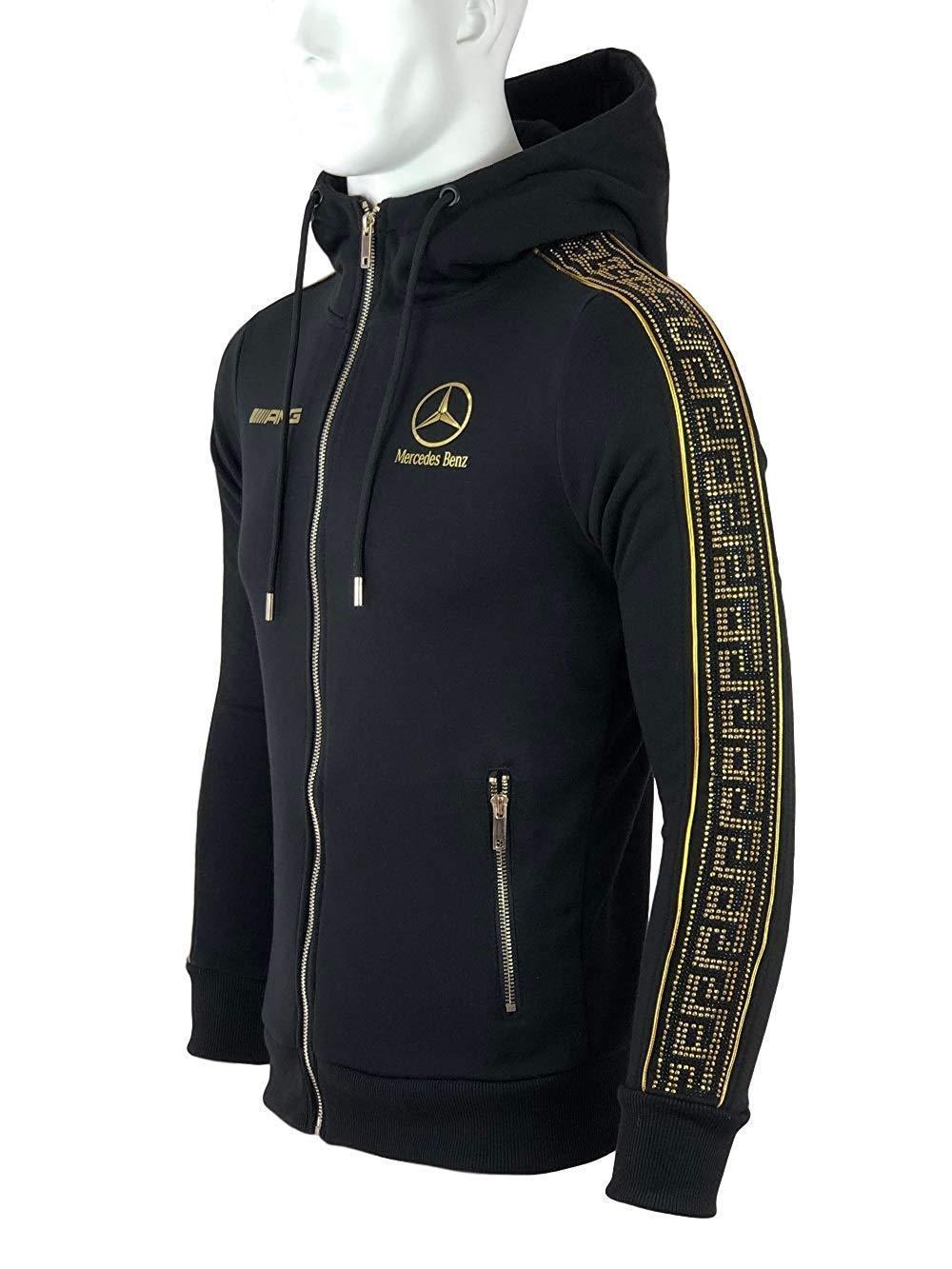 Ensemble de survêtement Mercedes AMG Noir Bandes Strass-Survetement-AlphaPlace-Pixefy
