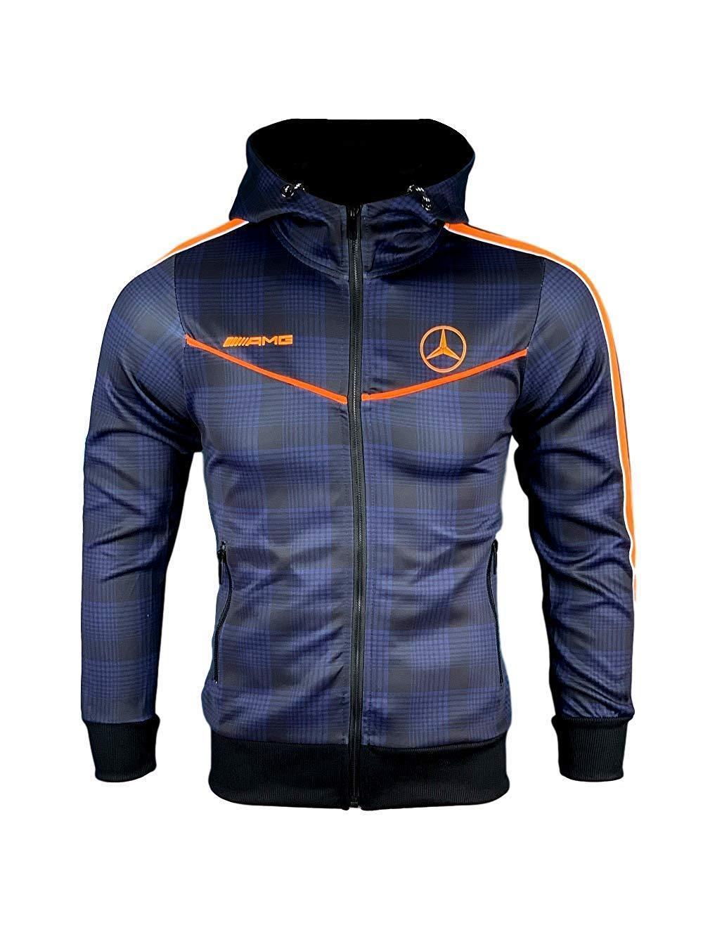 Survêtement Mercedes AMG Homme Training été 2019 Bleu Bandes Oranges Noir Blanc-Survetement-AlphaPlace-Pixefy