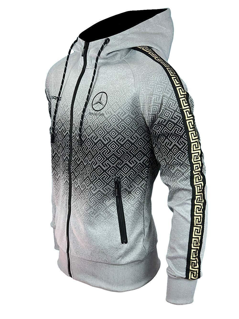 Survêtement Mercedes AMG Tendance Homme 2019 Gris Bande Or-Survetement-AlphaPlace-Pixefy