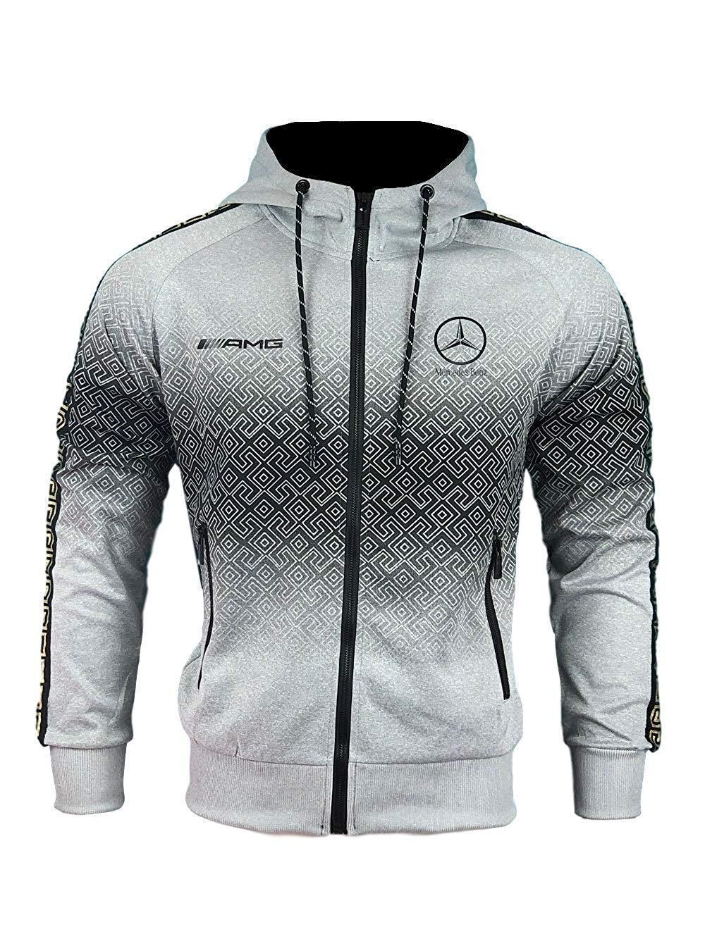 Survêtement Mercedes AMG Tendance Homme 2019 Gris Bande Or-Survetement-AlphaPlace-Pixefy