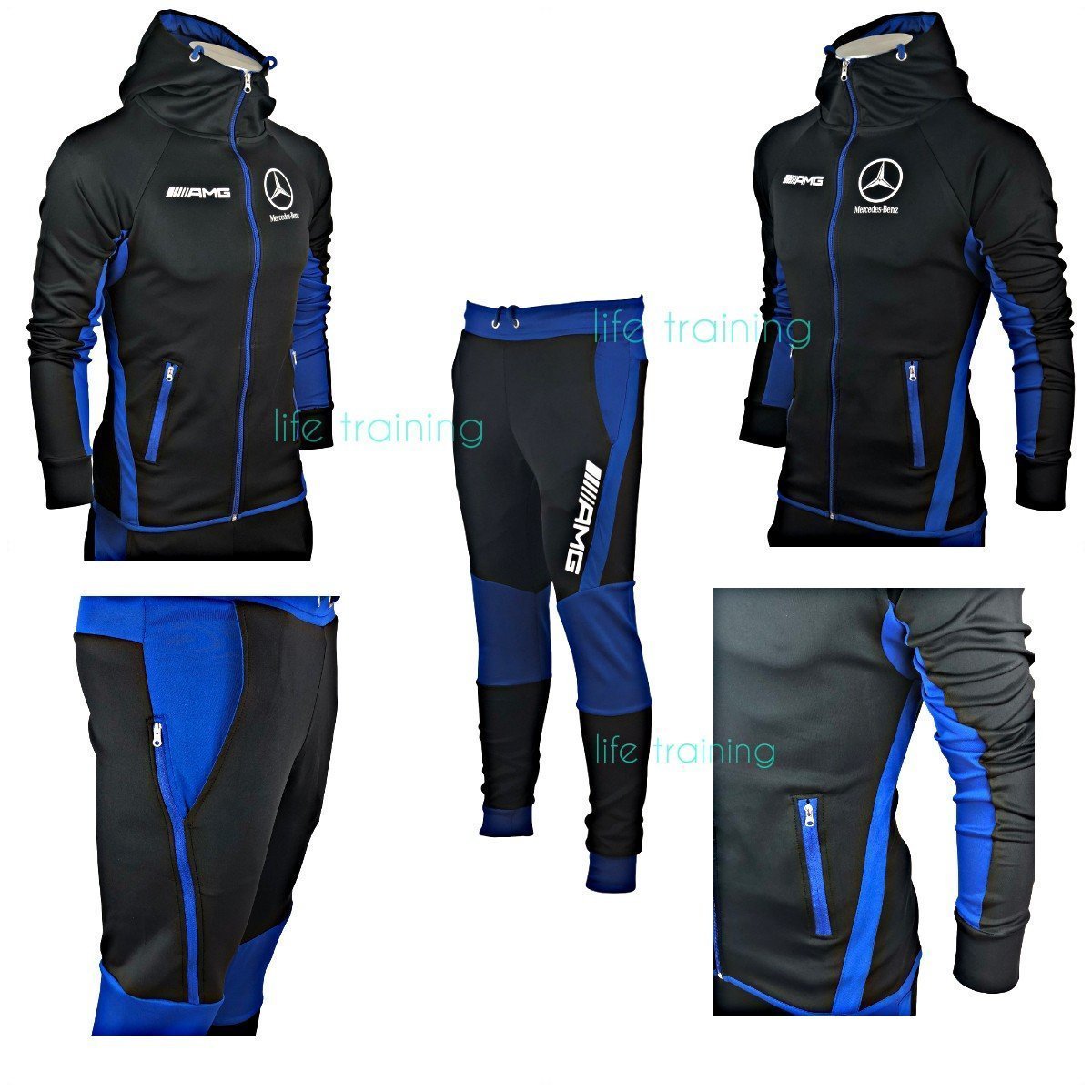 Mercedes AMG Survetement Noir/Blue Nuit Mode Homme-Survetement-AlphaPlace-Pixefy