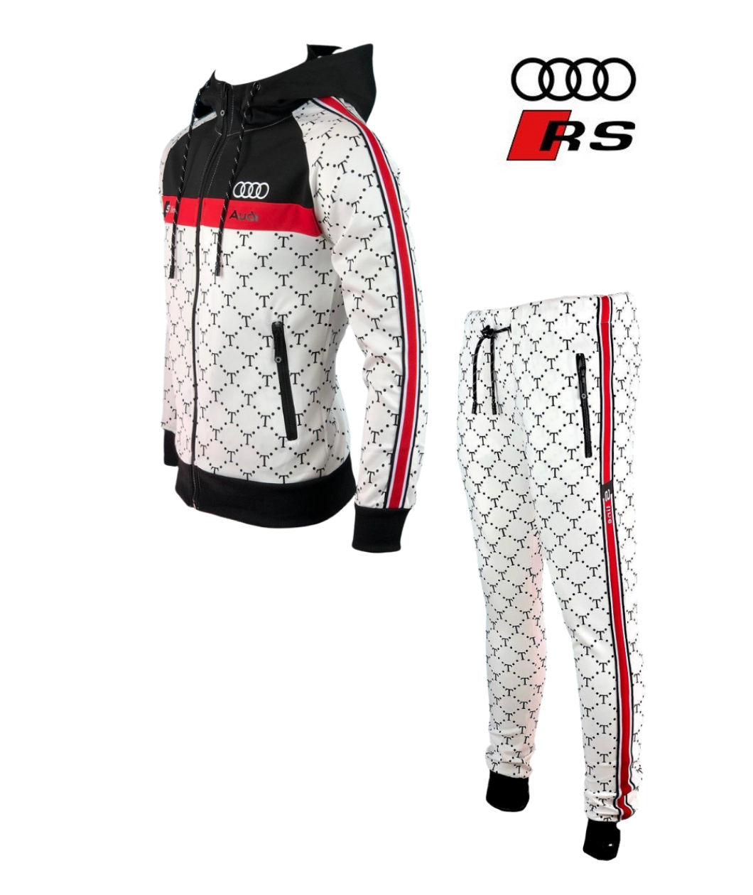 Audi Tracksuit Black White Bande Red Audi RS