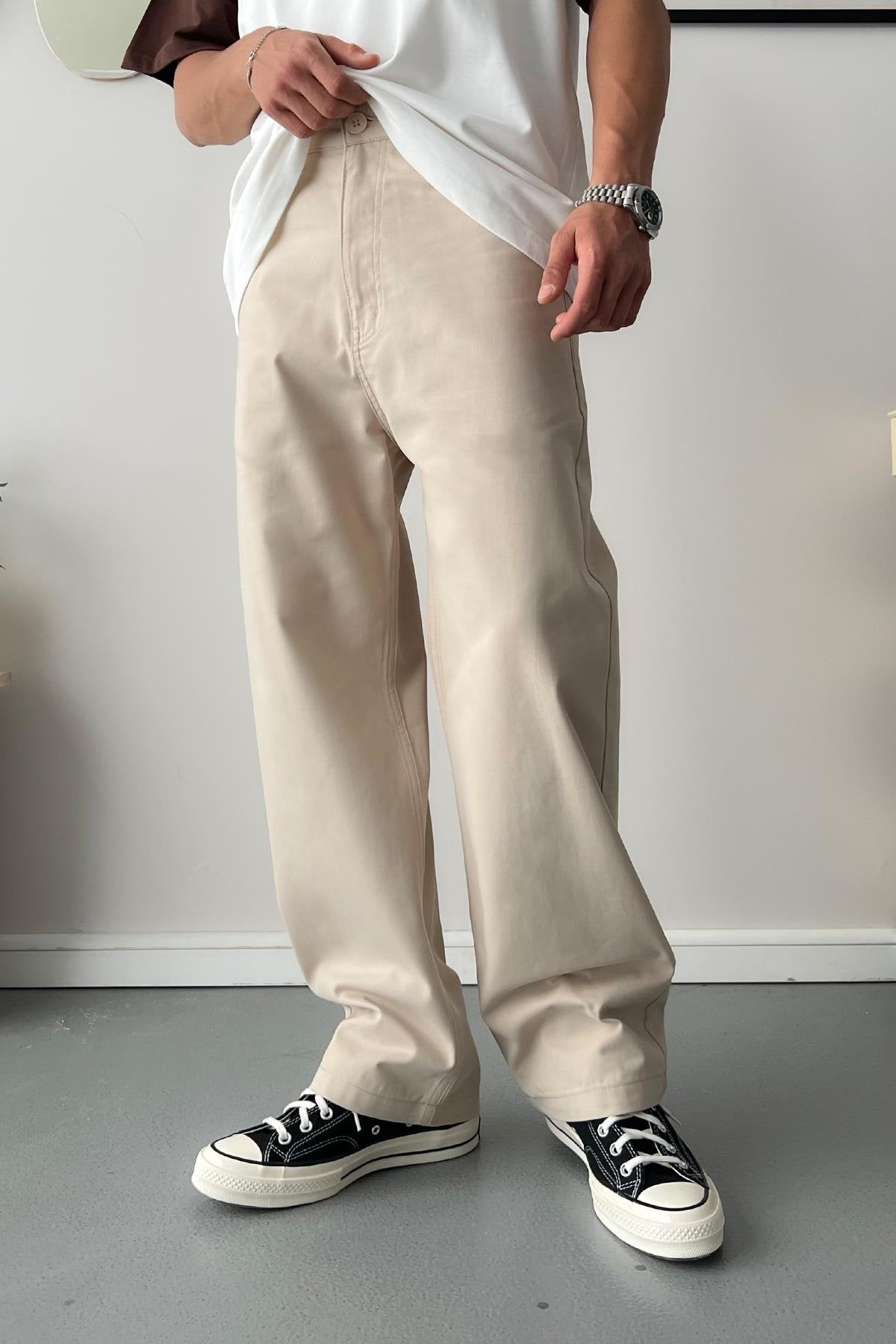 Baggy Fit Black Gabardine Pants