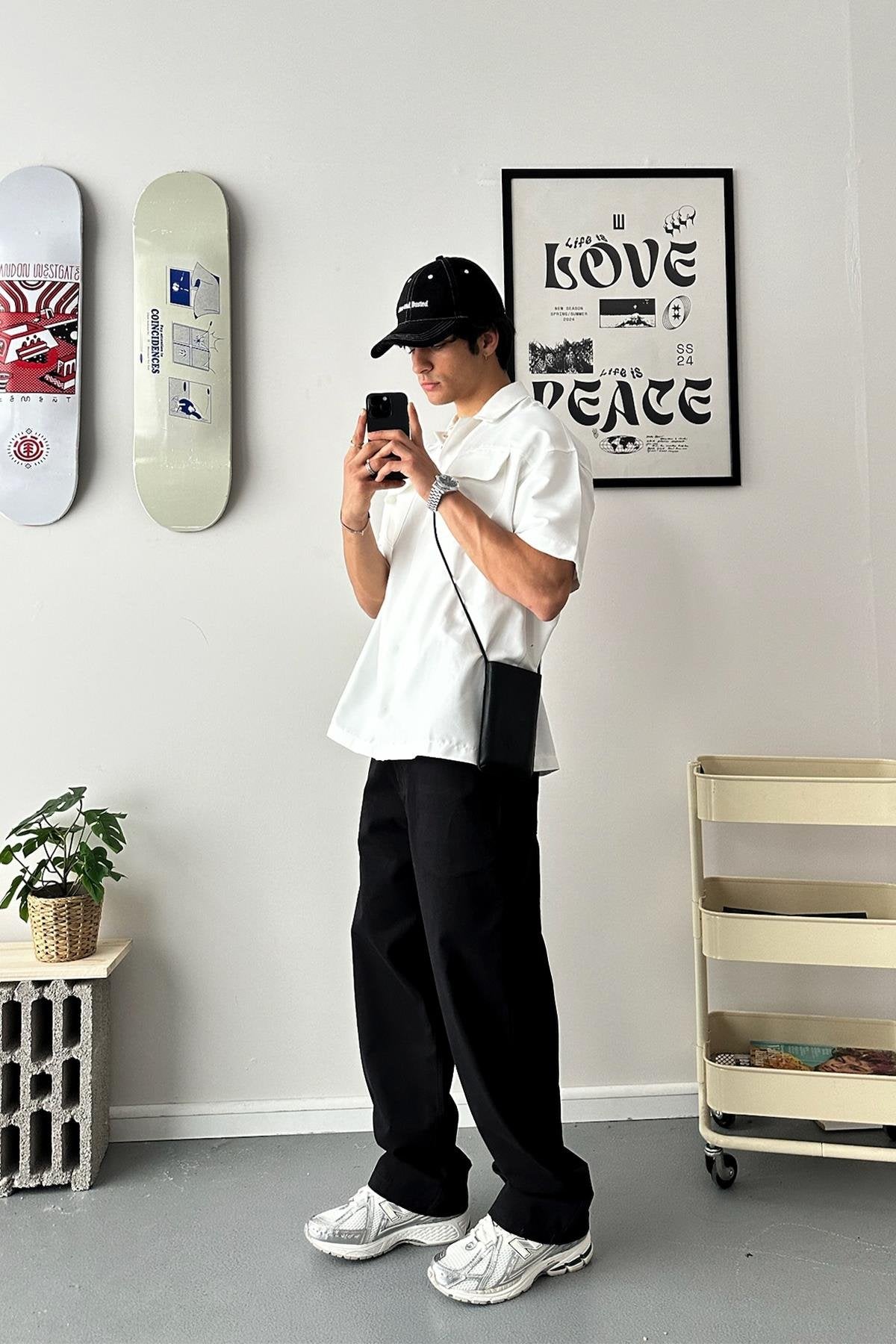 Baggy Fit Black Gabardine Pants