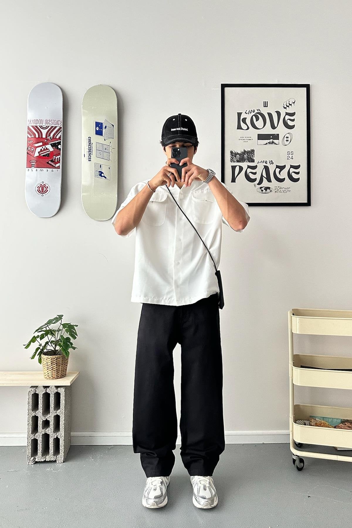 Baggy Fit Black Gabardine Pants