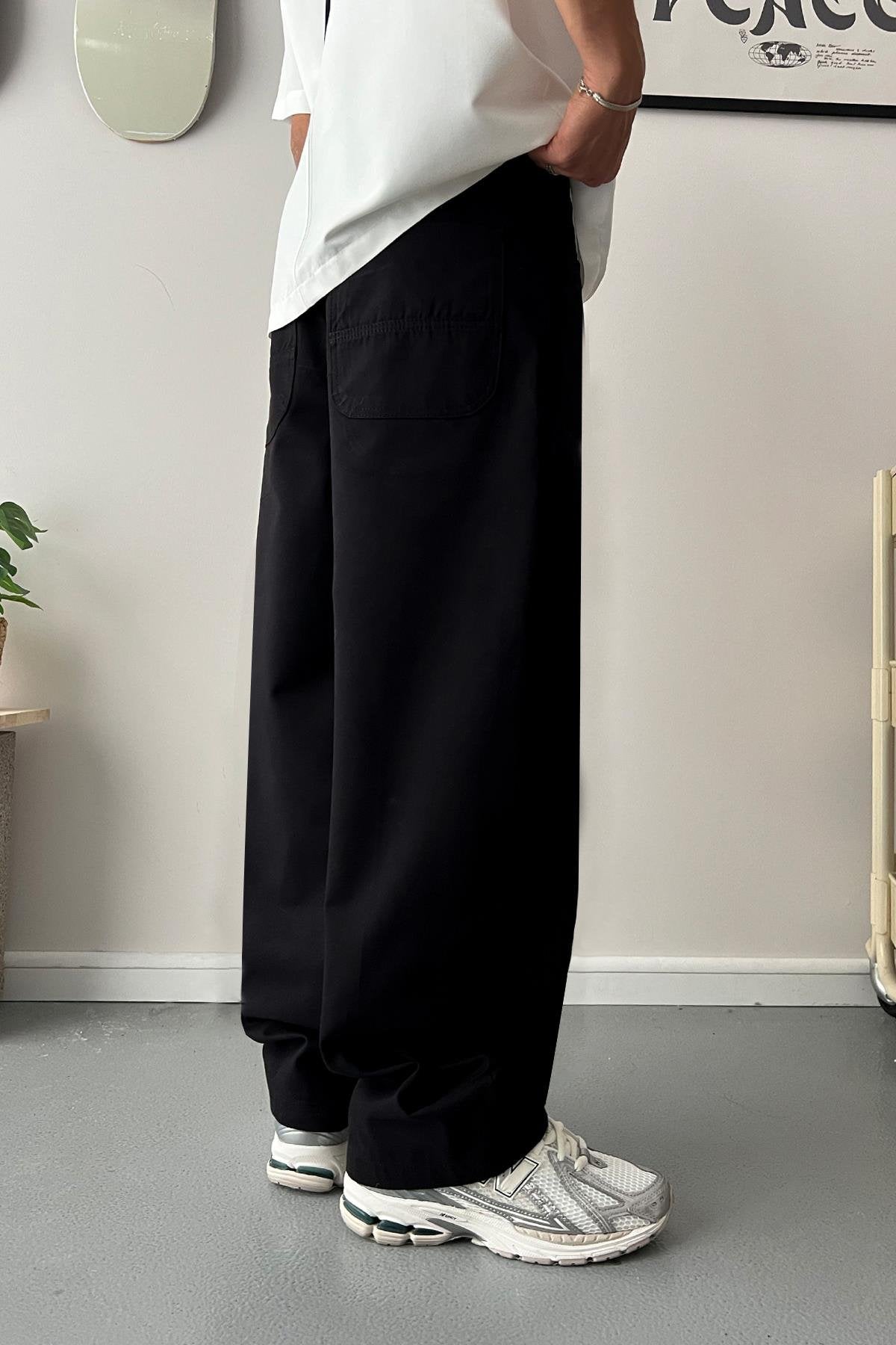 Baggy Fit Black Gabardine Pants