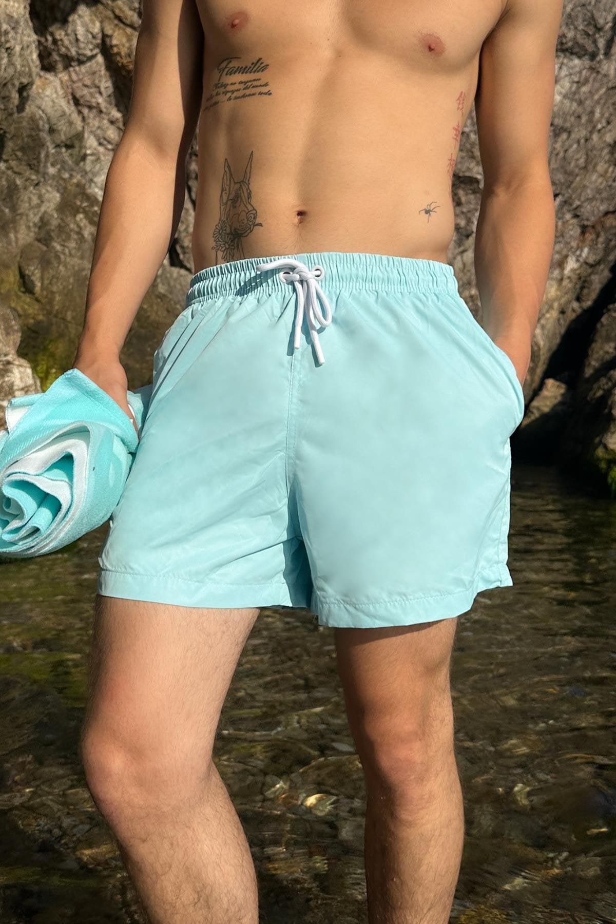 Basic White Swim Shorts