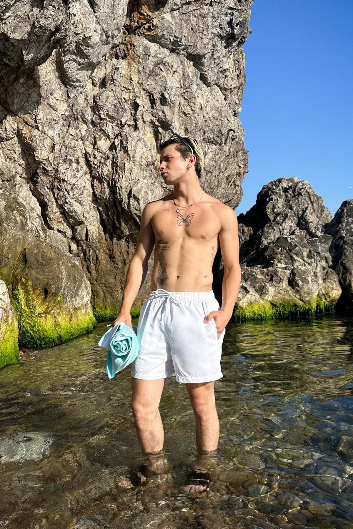 Basic White Swim Shorts