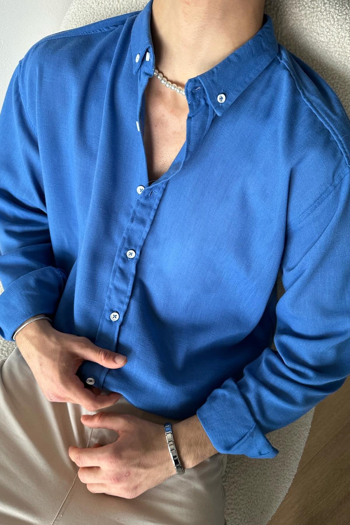 Chill Cozy Relax Fit Light Blue Shirt