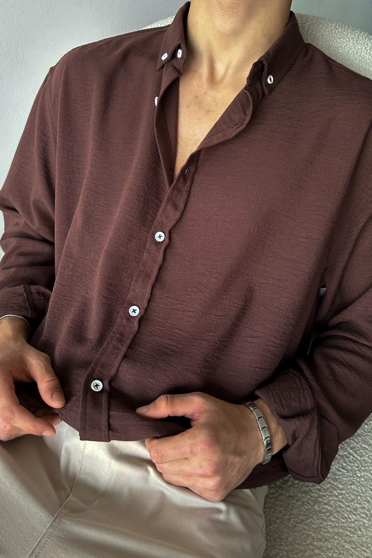 Chill Cozy Relax Fit Brown Shirt