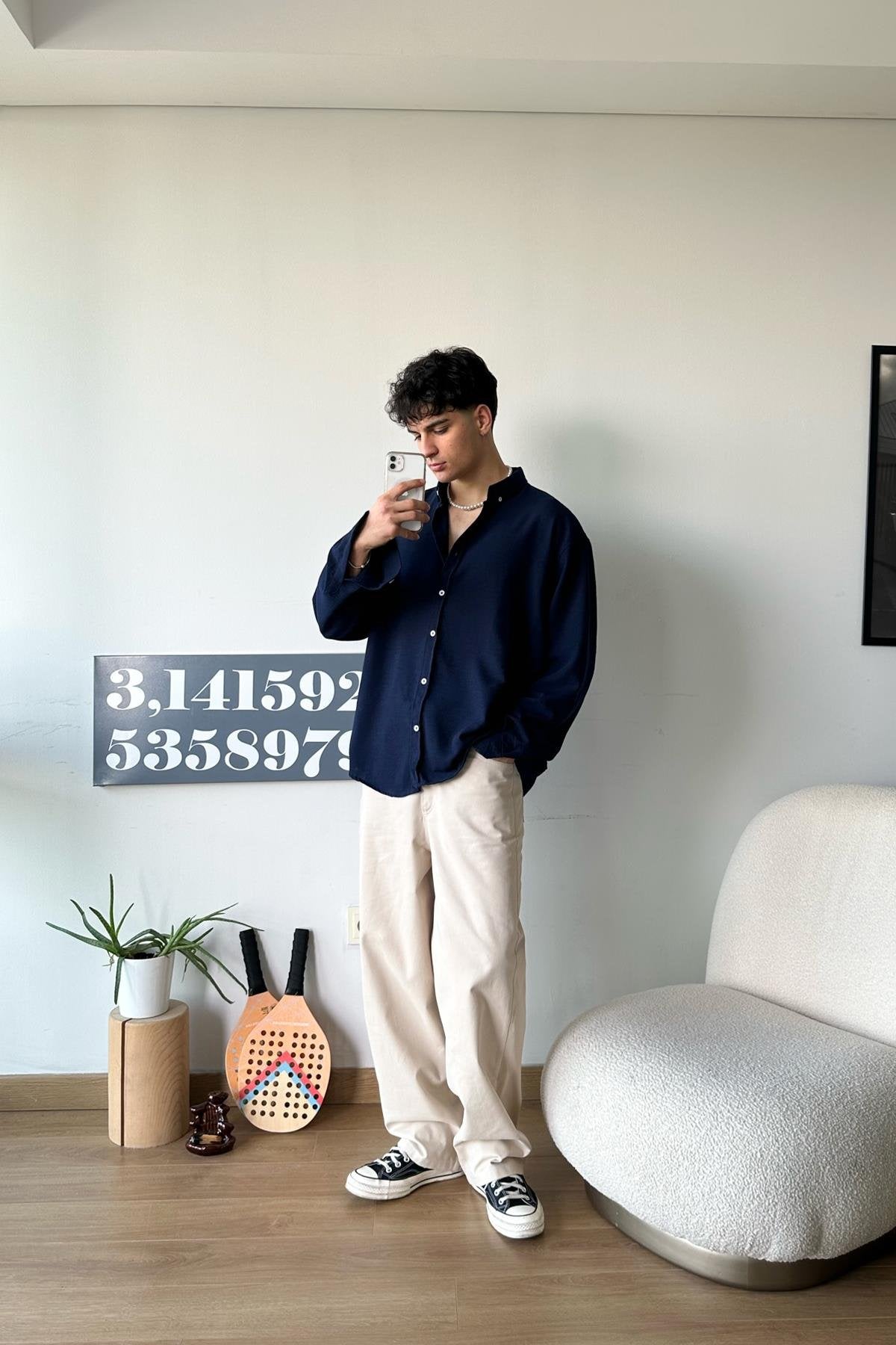 Chill Cozy Relax Fit Navy Blue Shirt