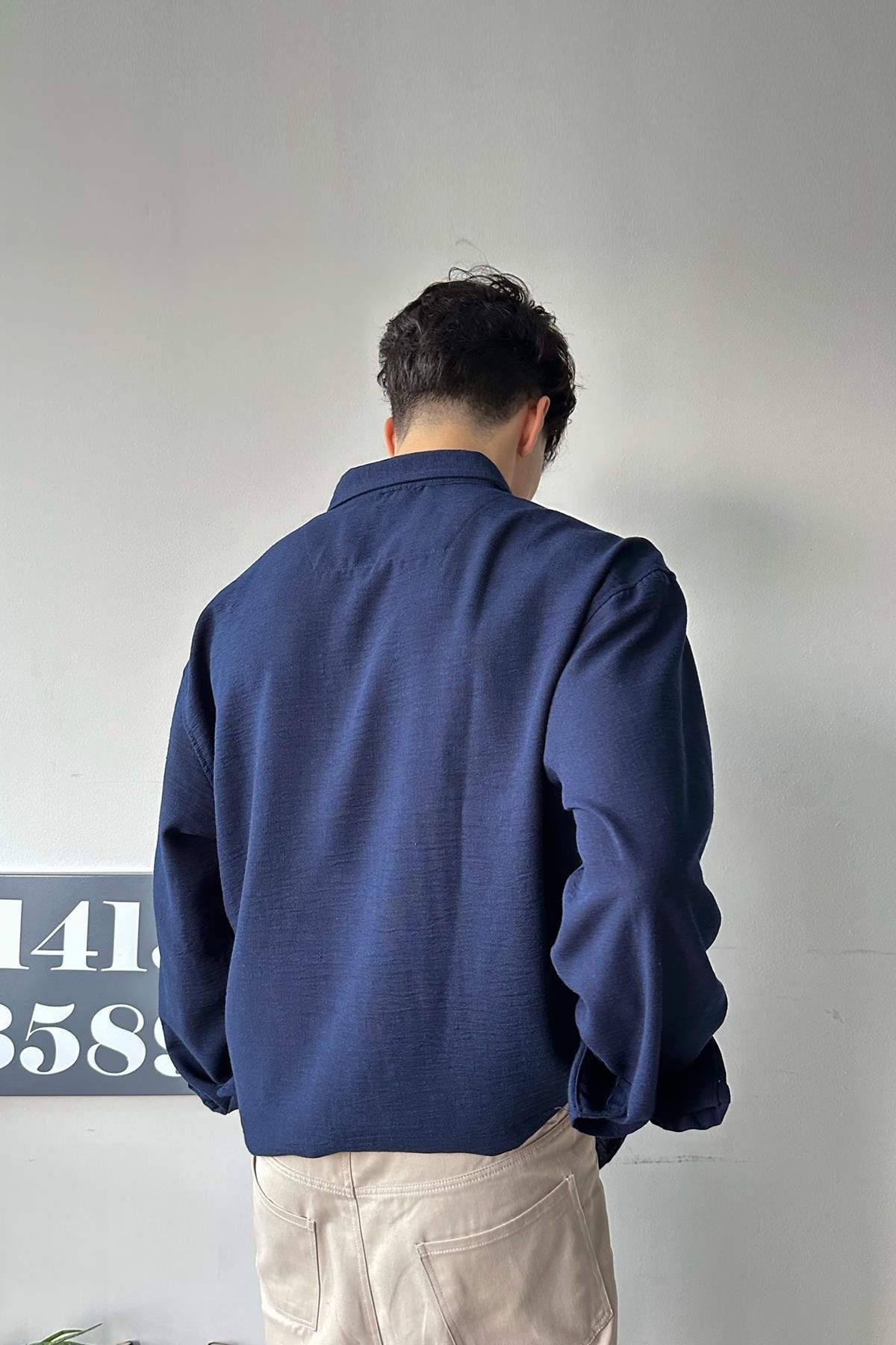 Chill Cozy Relax Fit Navy Blue Shirt