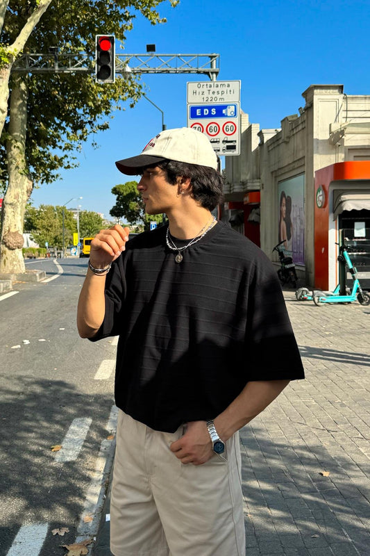 Striped Black Oversize T-Shirt