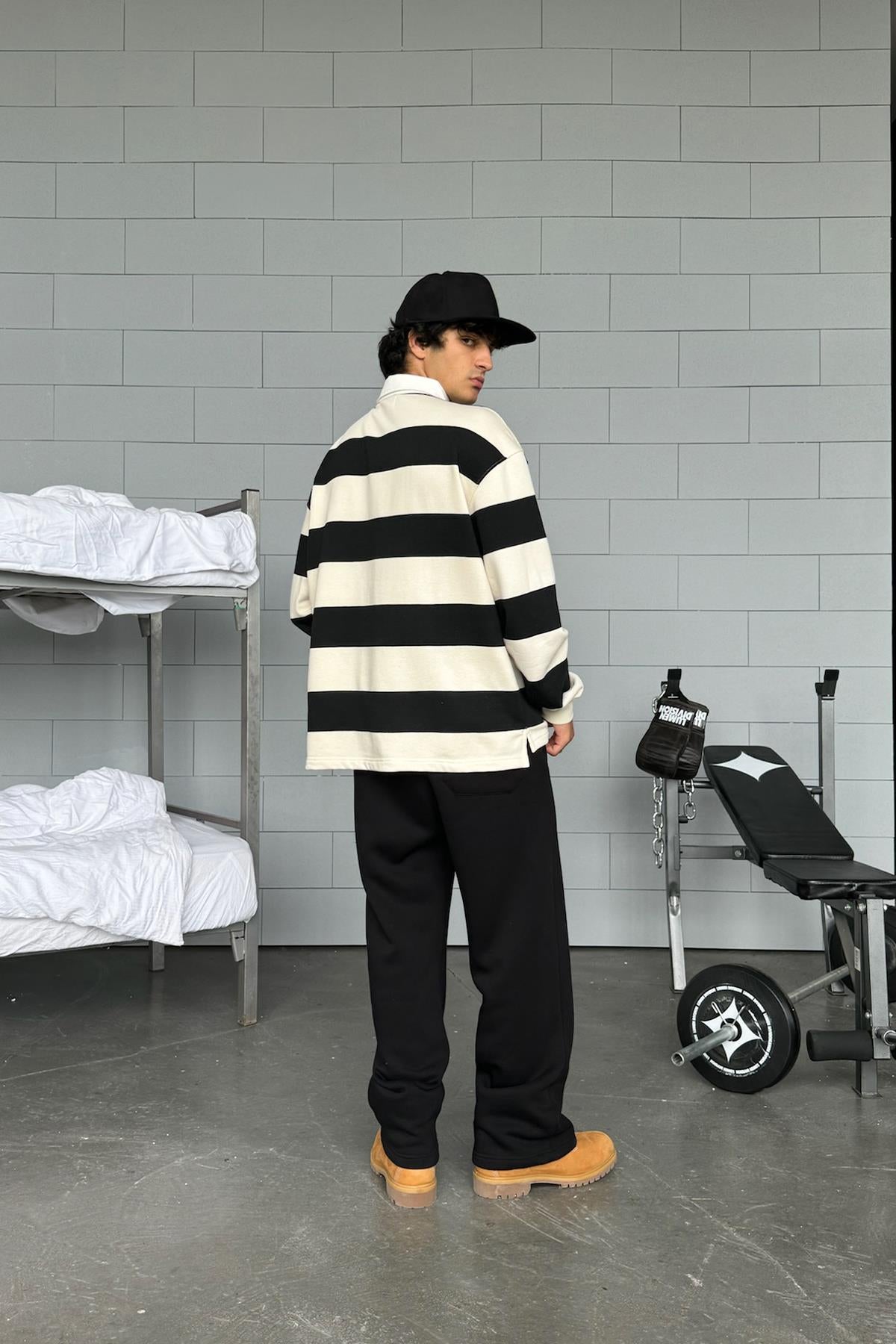 Striped Polo Collar Long Sleeve T-Shirt