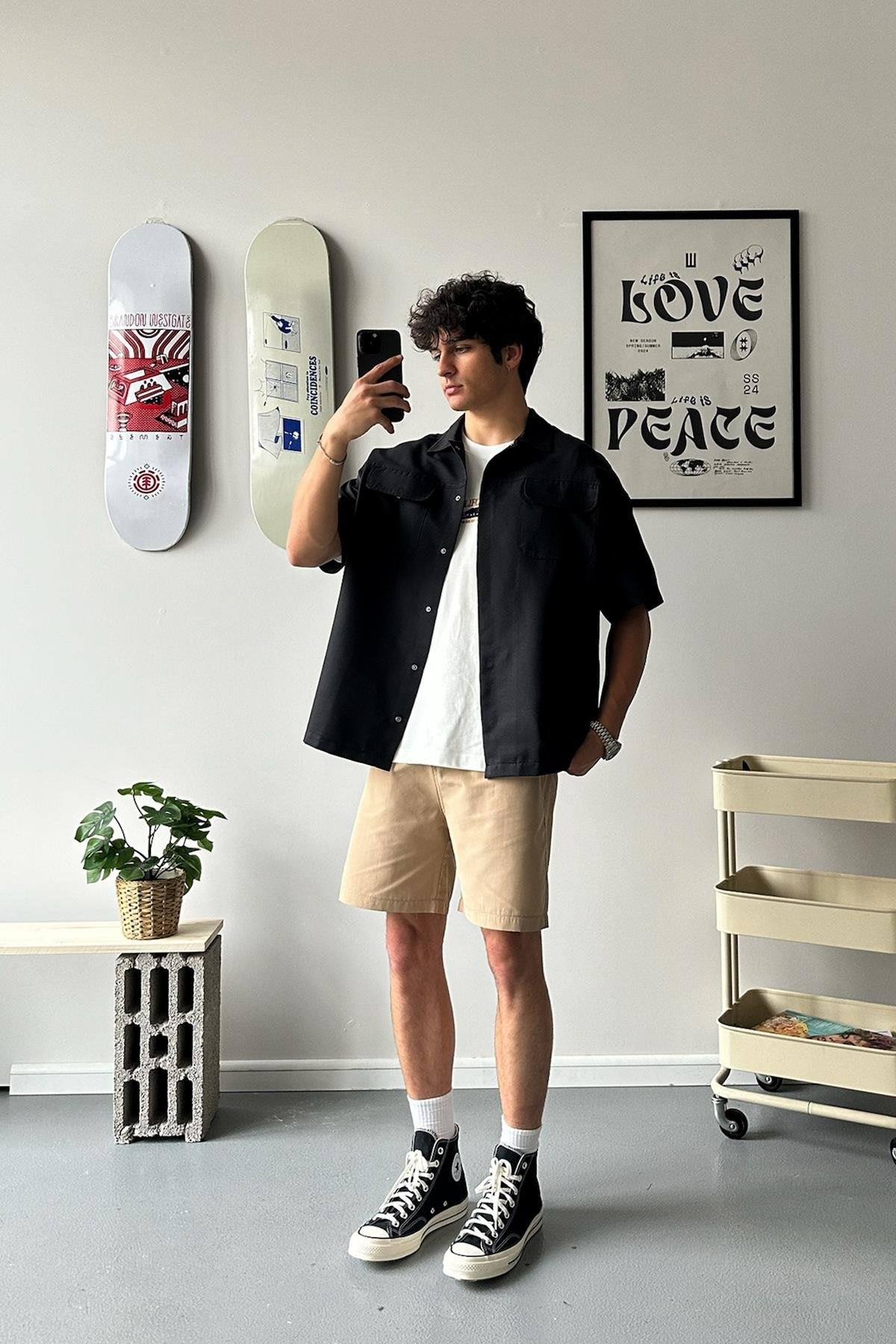 Short Sleeve Black Oversize Shirt