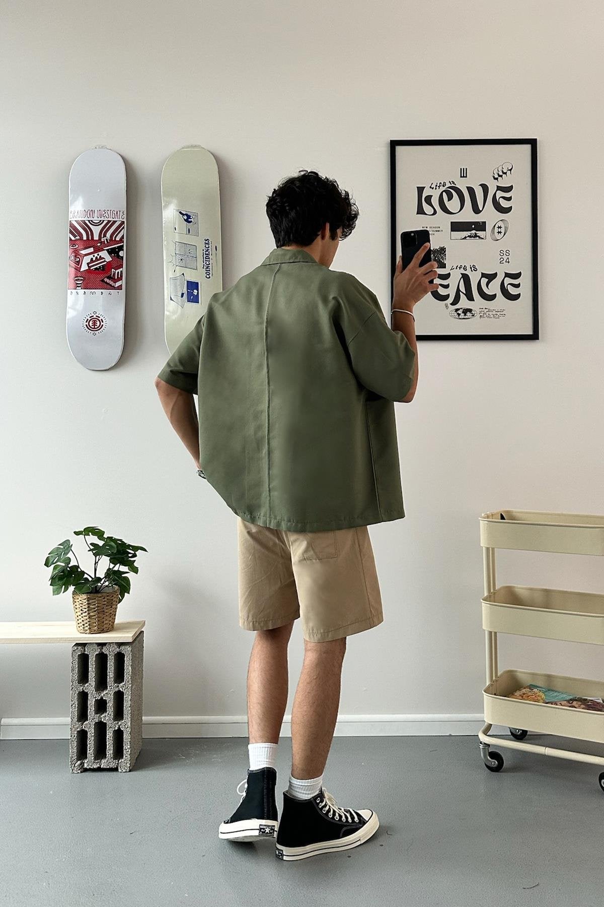 Short Sleeve Green Oversized Shirt