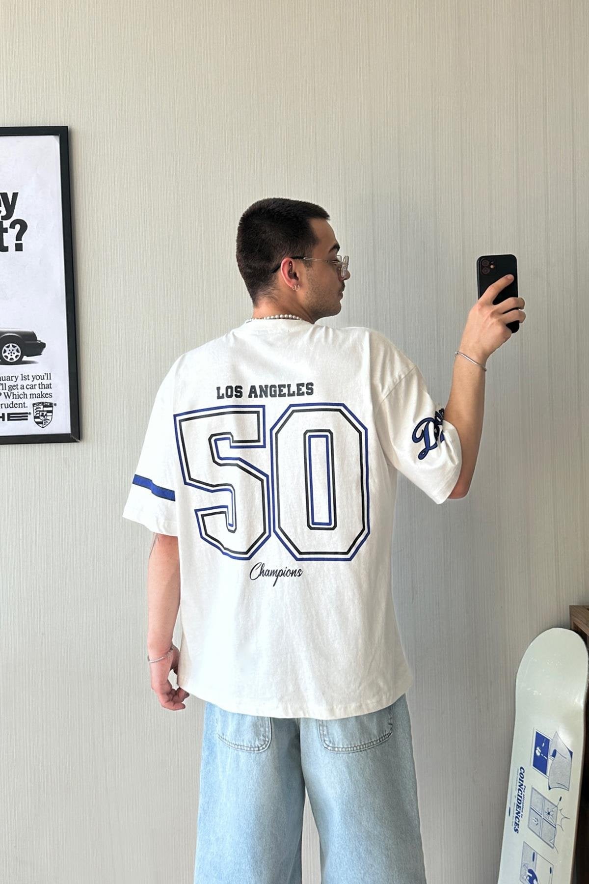 Dodgers Printed White Oversize T-Shirt