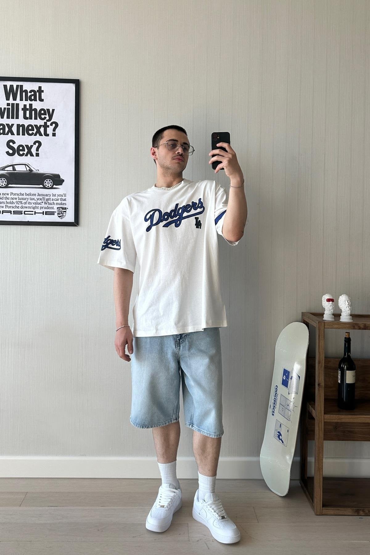 Dodgers Printed White Oversize T-Shirt