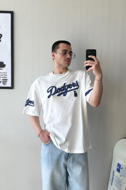 Dodgers Printed White Oversize T-Shirt