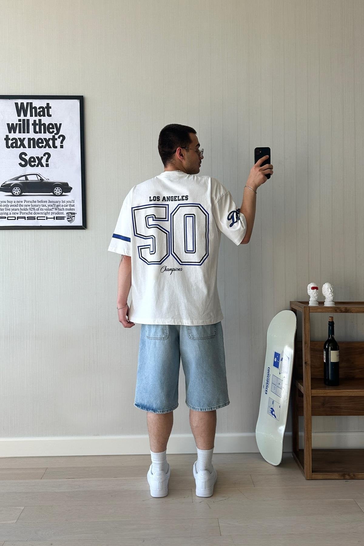 Dodgers Printed White Oversize T-Shirt