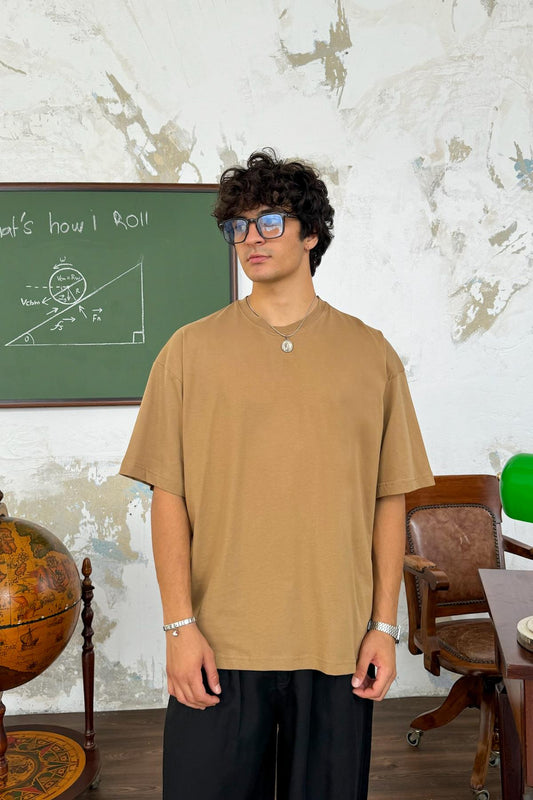 Flaw Atelier Bicycle Neck Camel Basic T-Shirt