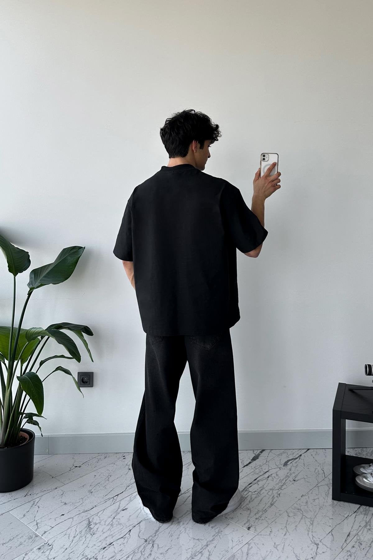 Ghost Printed Black Oversize T-Shirt