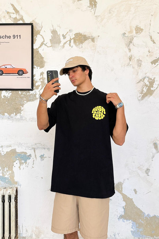 High As Fuck Printed White Oversize Tshirt