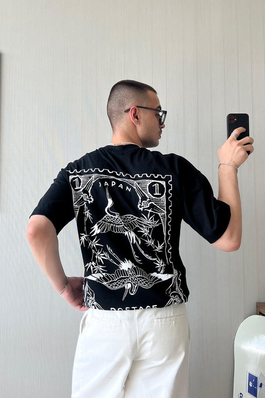 Japanese Card Printed Oversize T-Shirt