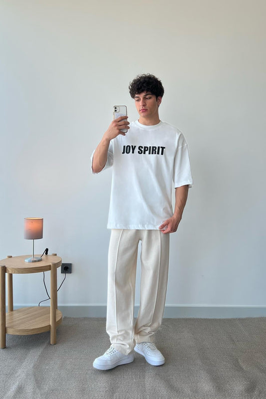 Joy Spirit Printed White Oversized T-Shirt