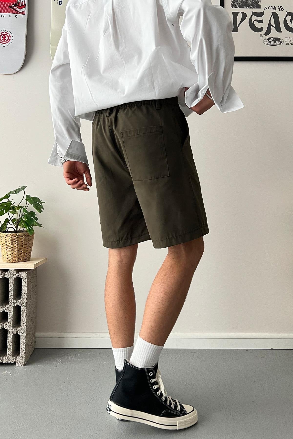 Extra Comfortable Khaki Fabric Shorts