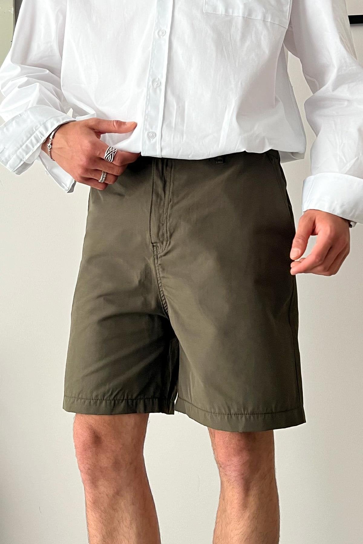 Extra Comfortable Khaki Fabric Shorts