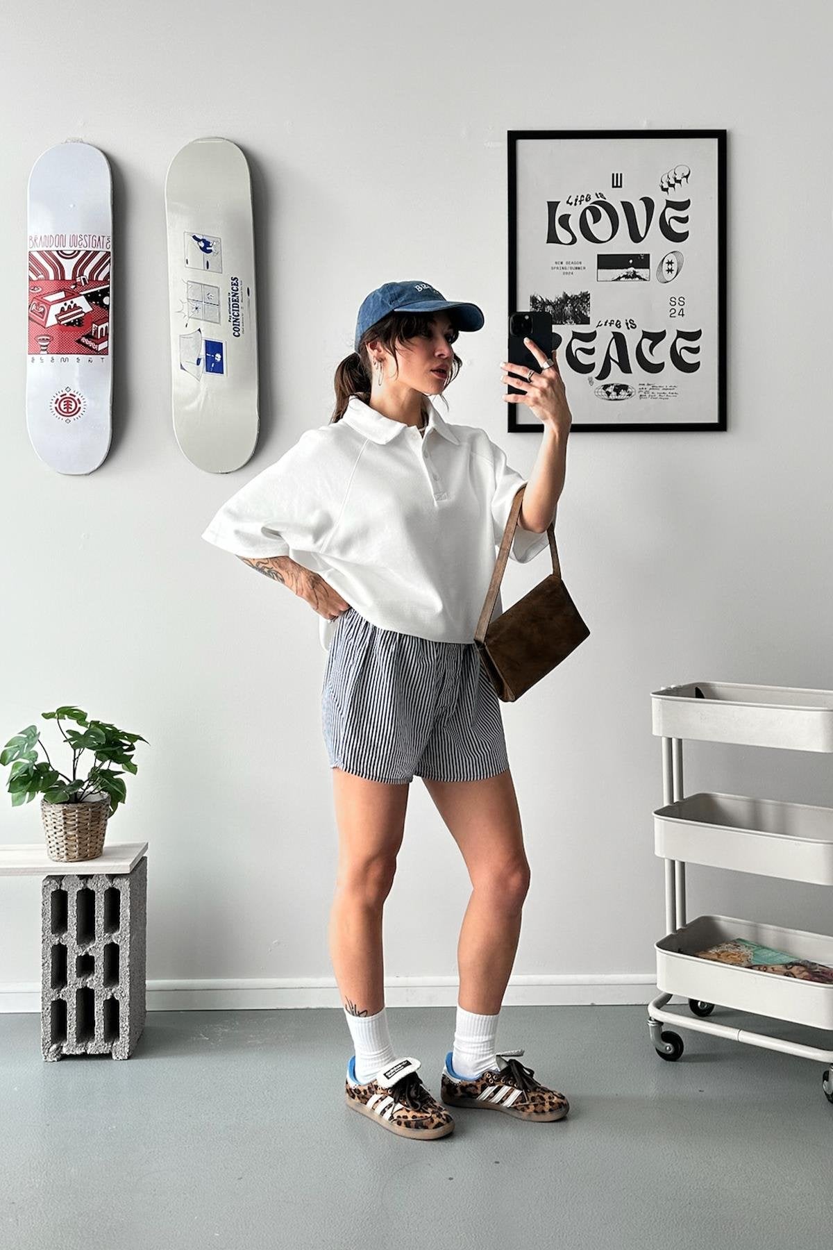 Oversize White Polo Neck T-Shirt