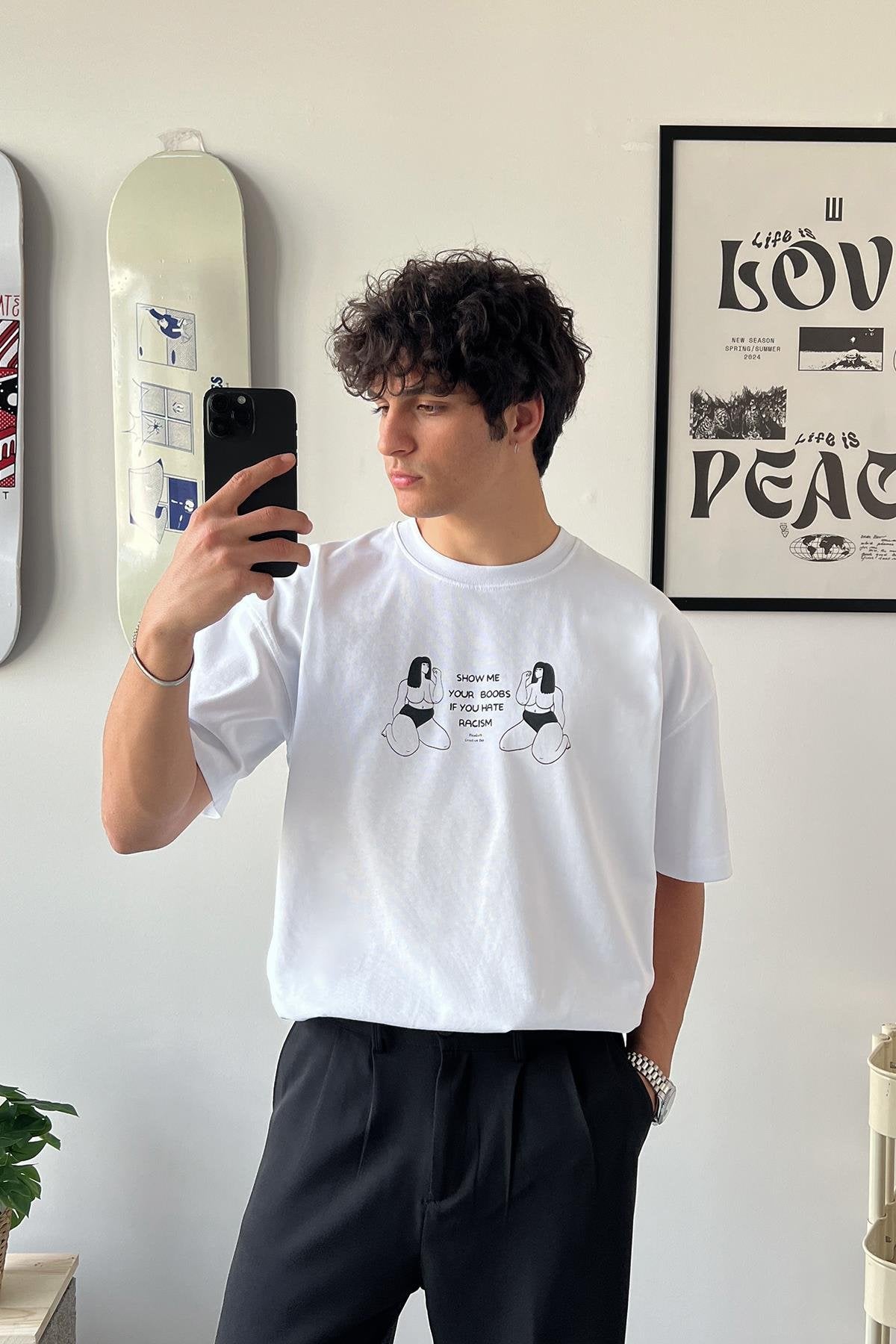 Racism Printed Oversize T-Shirt