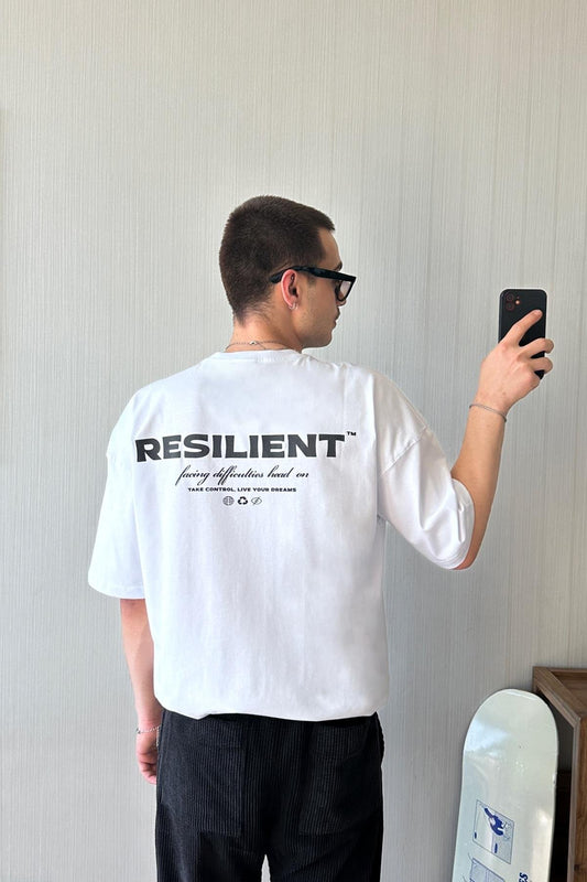 Resilient Back Printed White Oversize T-Shirt