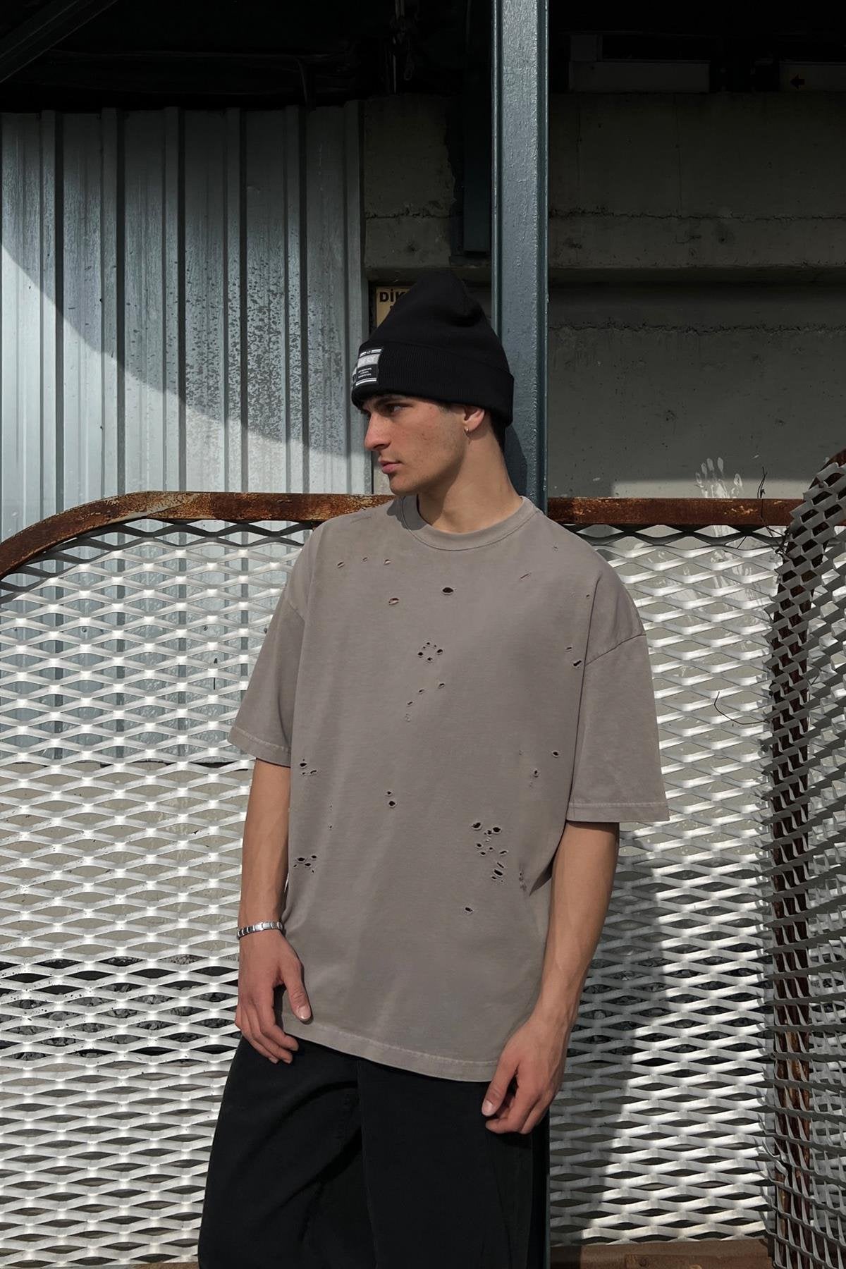 Ripped Haki Oversize T-Shirt