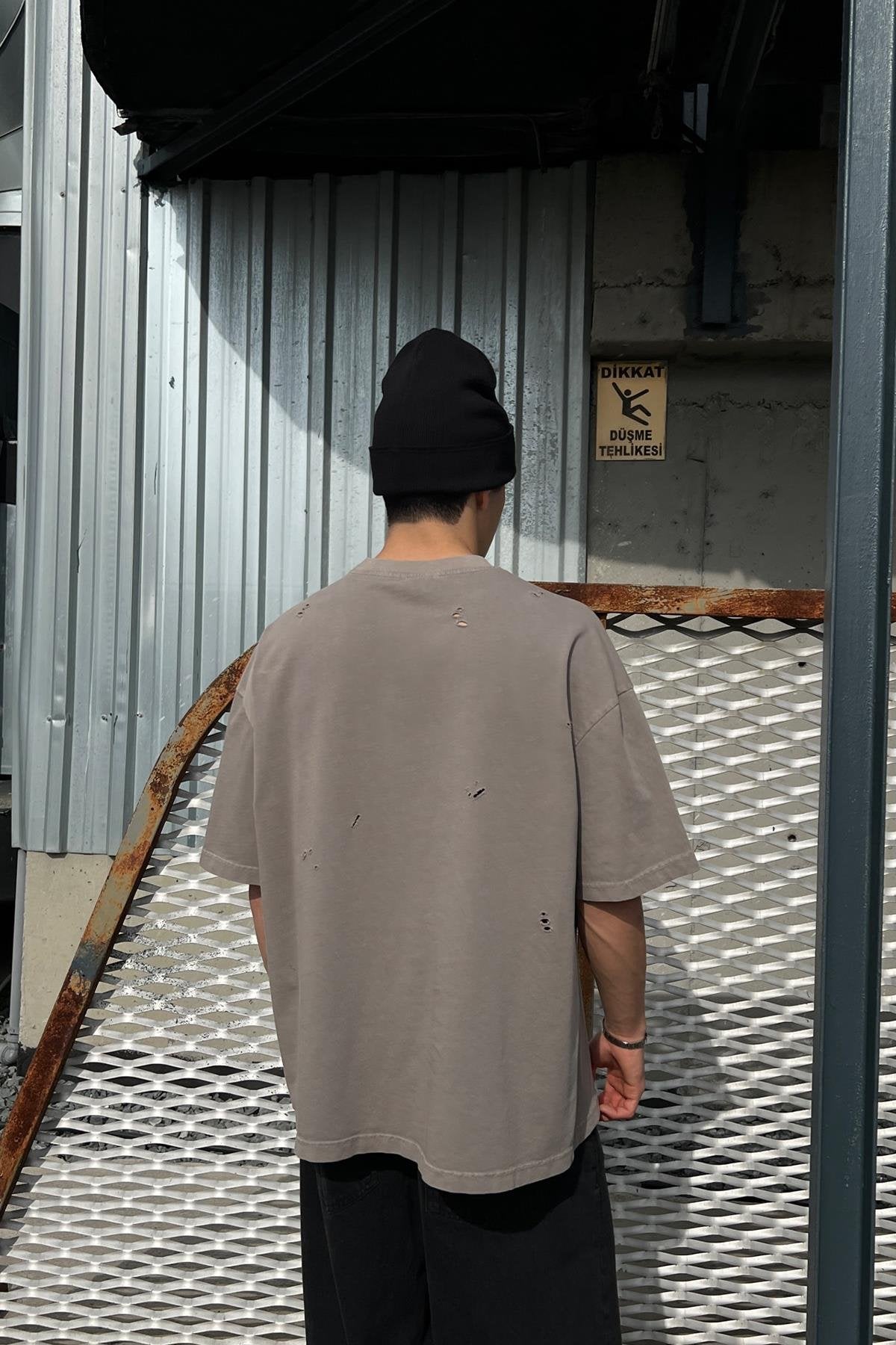 Ripped Haki Oversize T-Shirt