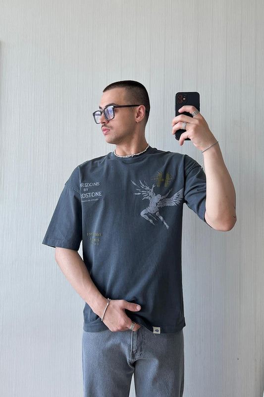 Towards the Sky Embroidered Oversized T-Shirt